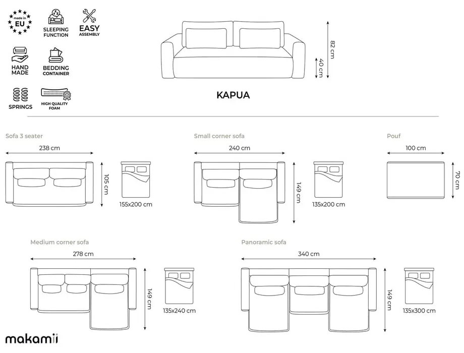 Бордо кадифен разтегателен ъглов диван с място за съхранение (U форма) Kapua – Makamii