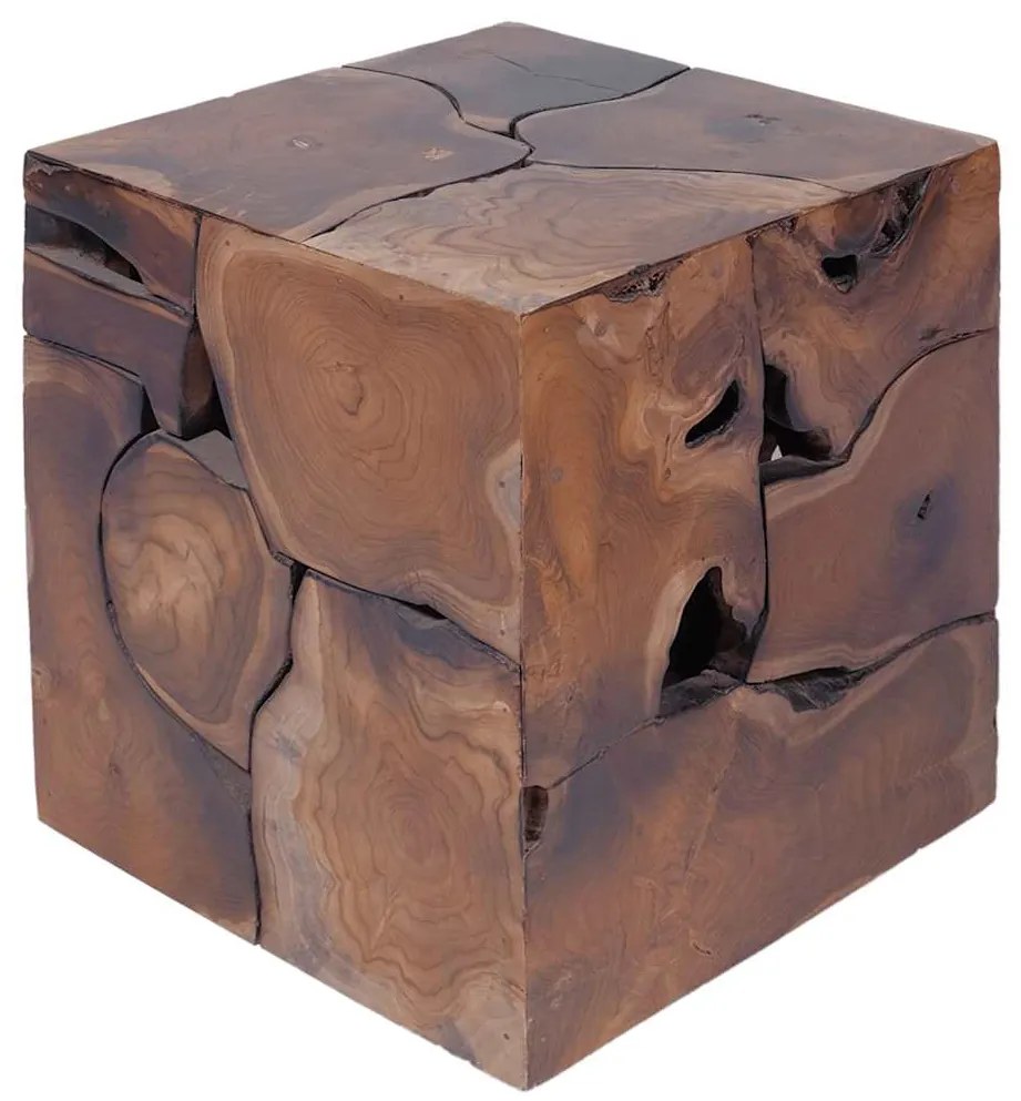 274356 vidaXL Табуретки 4 бр., кафяви, 40x40x45 см, тиково дърво масив