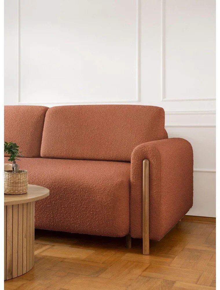 Теракотен разтегателен диван с място за съхранение от букле 244 cm Arcadova – ELTAP