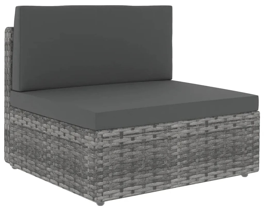 3067185 vidaXL Градински лаундж комплект с възглавници 8 части полиратан сив