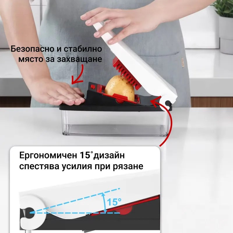 Мултифункционална преса Izibizi PS-331A, 1.2 л, 2 ножа, Неръждаема стомана, Гумени крачета, Без BPA, Бял/Черен