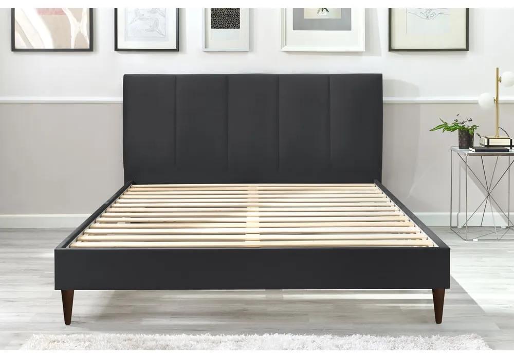 Антрацитно тапицирано двойно легло с решетка 160x200 cm Vivara - Bobochic Paris
