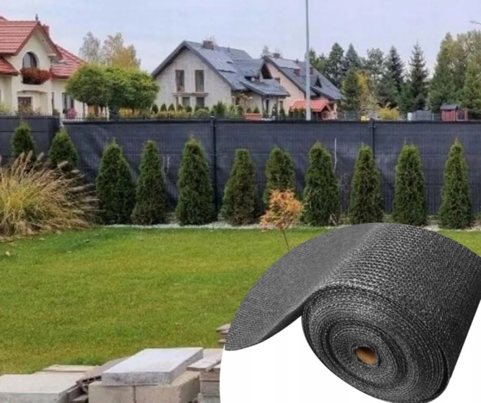 Засенчваща мрежа за ограда - 62 % засенчване - сива 1,5m x 50m