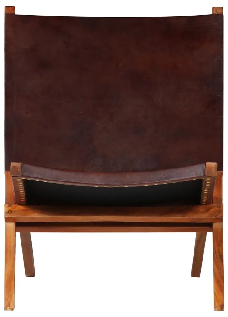 246363 vidaXL Сгъваем релакс стол, кафяв, естествена кожа