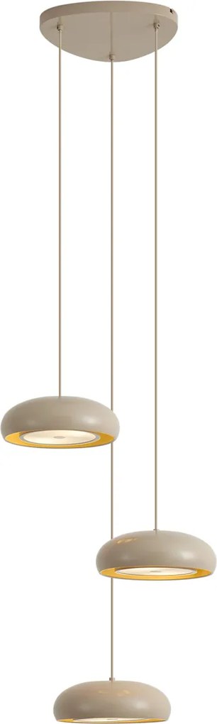 Macaron Retro 6-Light Pendant Lamp with Taupe Metal Shades