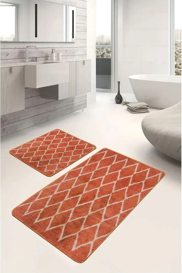 Теракотени кадифени килими за баня в комплект от 2 бр. 60x100 cm – Mila Home