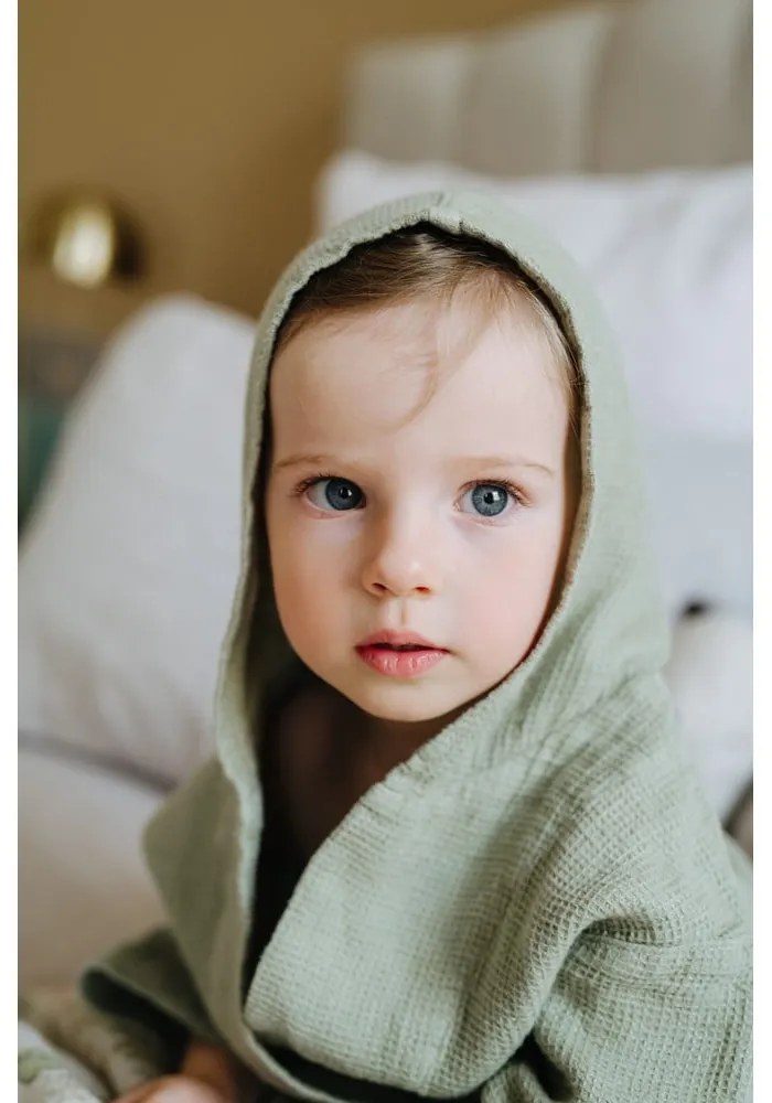 Детски зелен ленен халат Nature, размер 122 - 128 - Linen Tales