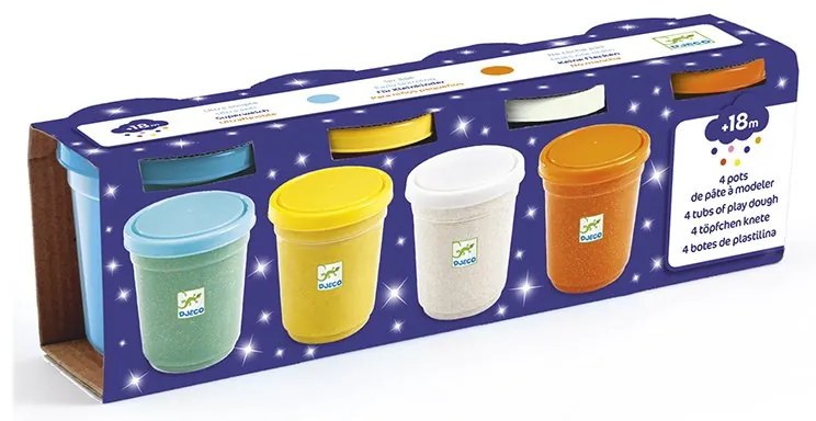 Djeco - Комплект пластилини 4 броя блестящи цветове DJ09029