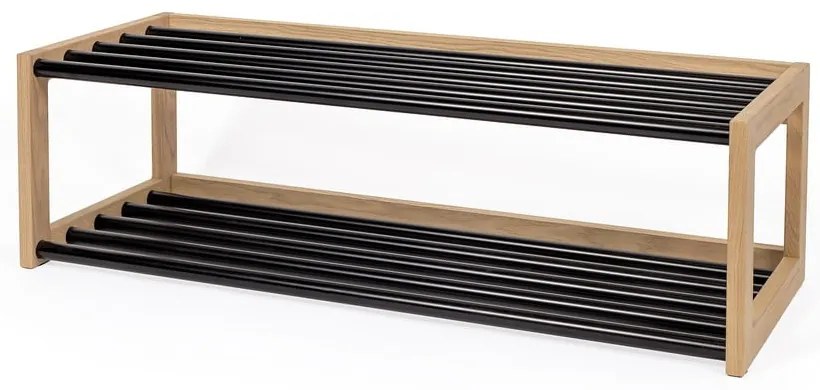 Черна/естествена метална етажерка за обувки - Woodman