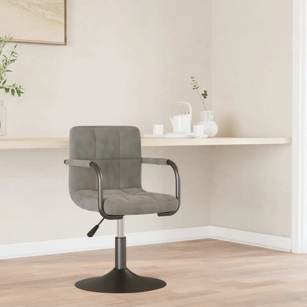 3087941 vidaXL Трапезен стол, светлосив, кадифе