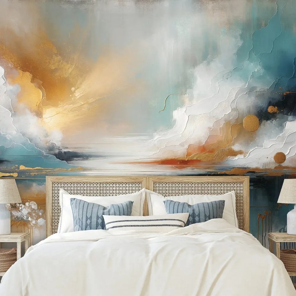 Тапет – Абстрактни златни и сини тонове