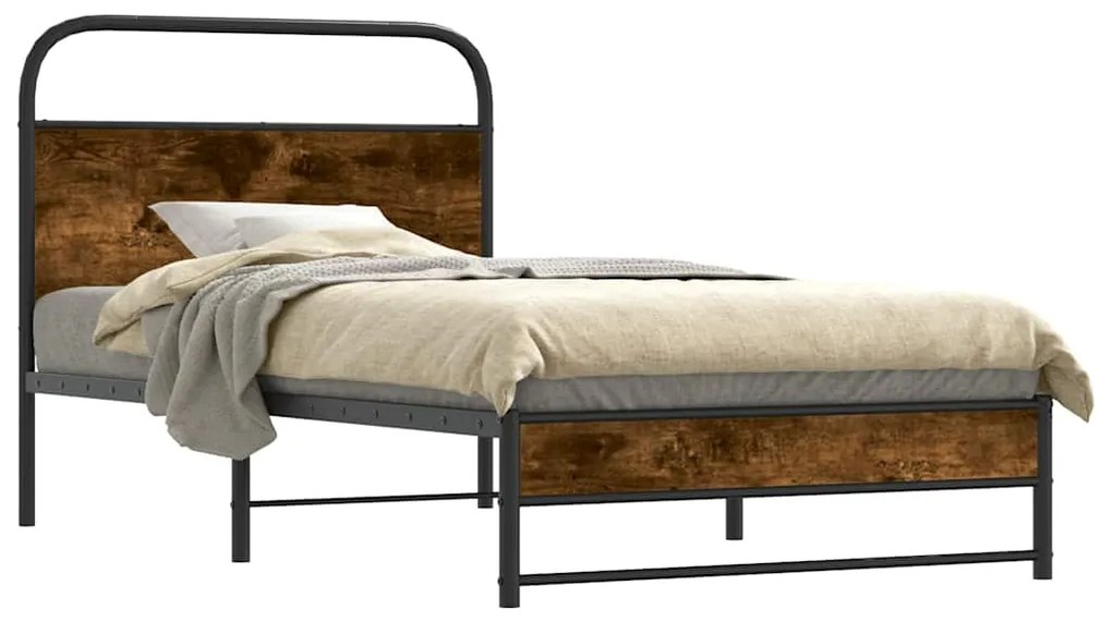 4100370 vidaXL Рамка за легло без матрак 107x203 см опушен дъб инженерно дърво