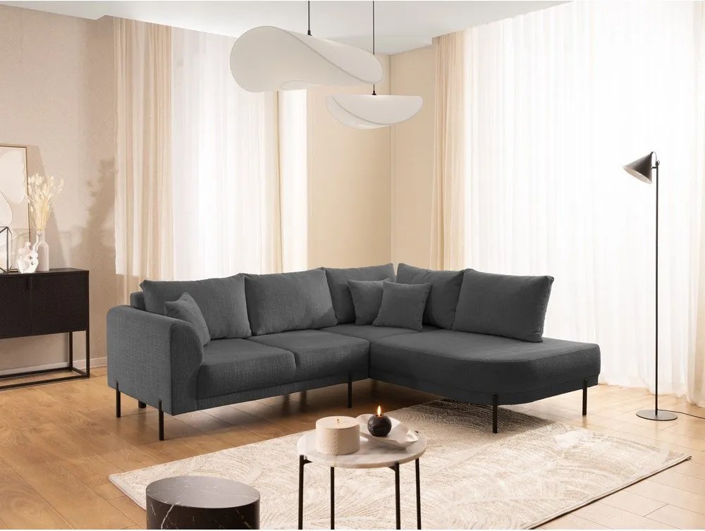 Тъмносив шенилов ъглов диван (десен ъгъл/L форма) Mauris – Ropez