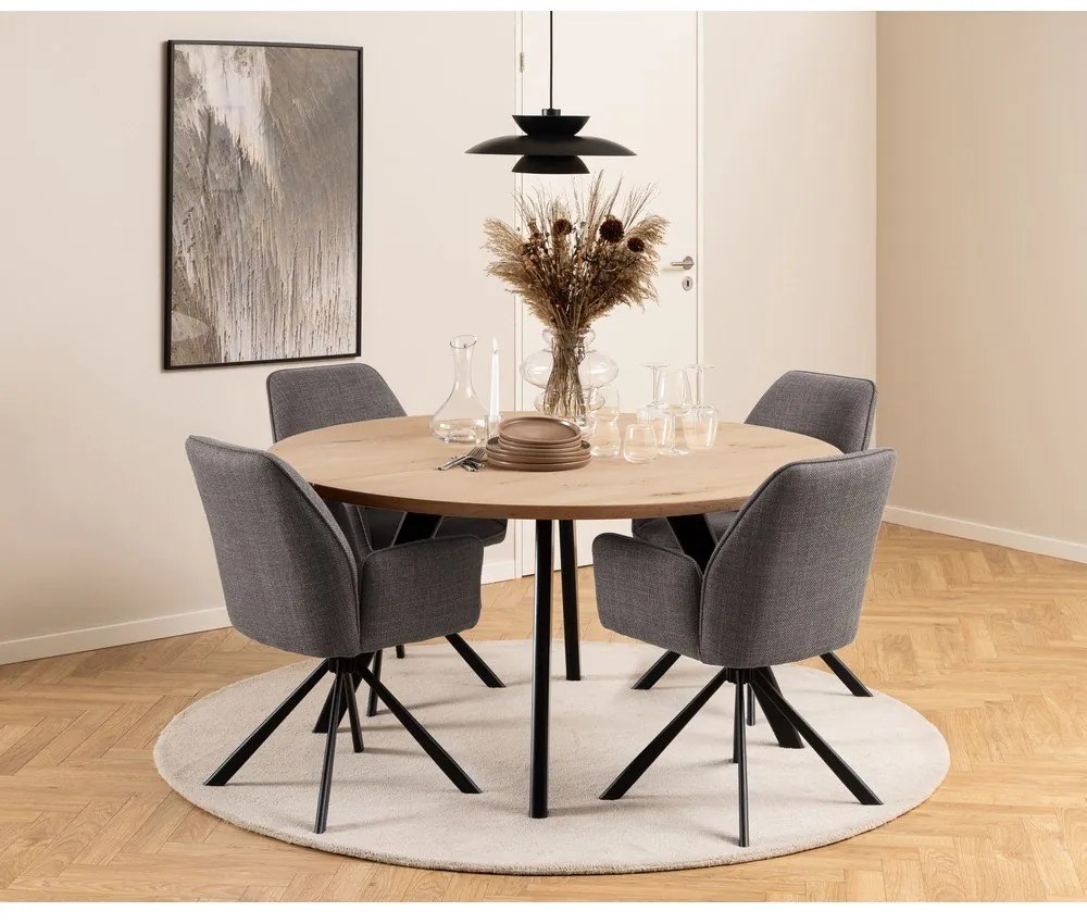 Светлосиви тапицирани трапезни столове в комплект с подлакътници 2 бр. Glenda – Actona