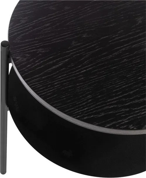 Черно нощно шкафче с дъбов плот Tu – noo.ma