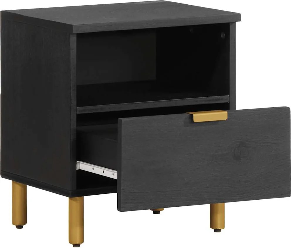 4017654 vidaXL Нощно шкафче, черно, 40x33x46 см, инженерно дърво