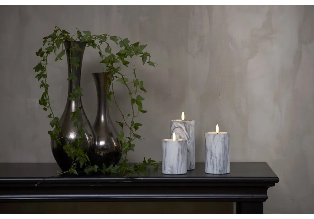 LED свещ от сив и бял бетон, височина 15 см Flamme Marble - Star Trading