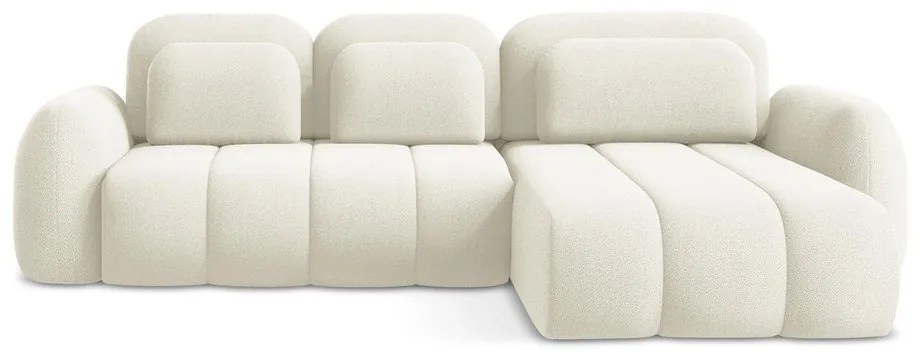 Бежов разтегателен ъглов диван с място за съхранение от букле (десен ъгъл) Pele – Makamii