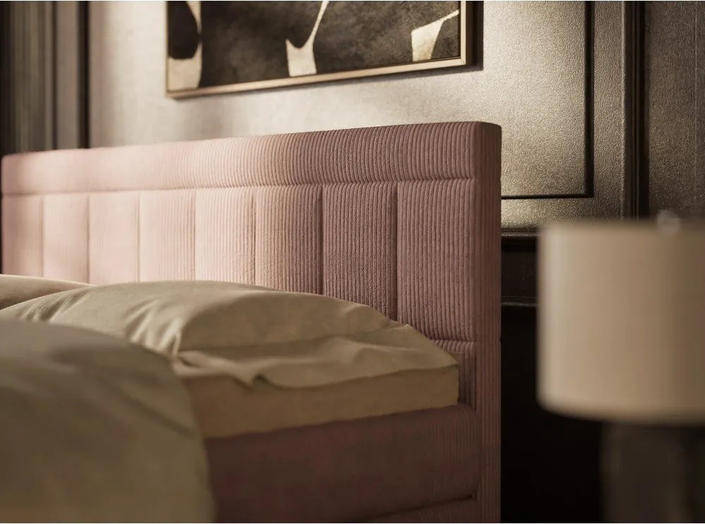 Лилаво боксспринг легло 200x200 cm с място за съхранение Caya – Maison de Rêve