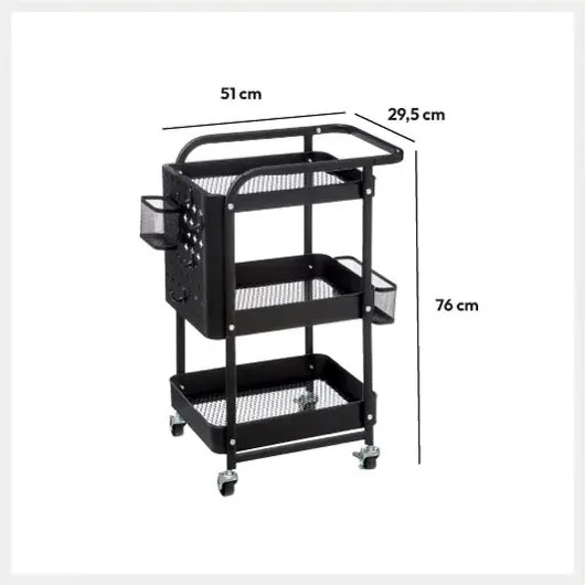 Кухненска количка 5five, Черен, Метал, Перфорирана