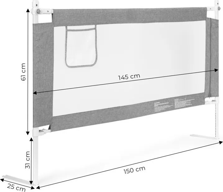 Защитна преграда за легло – налична в различни размери Šírka: 200 cm | Výška: 61 cm