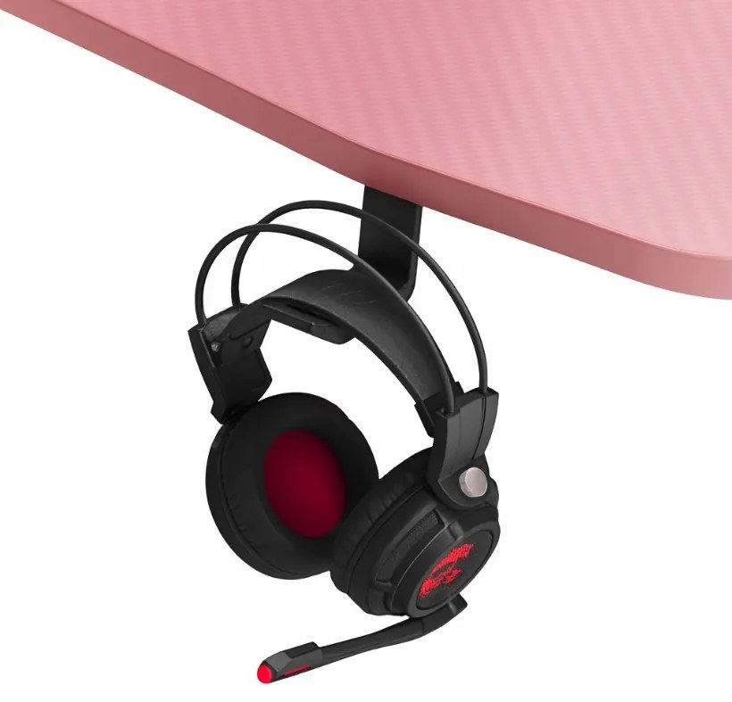 Розова геймърска PC маса с RGB LED осветление Šírka: 140 cm