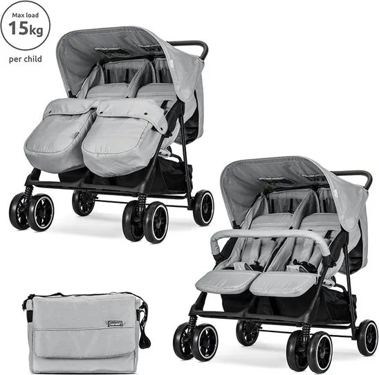 Детска количка за близнаци TWIN LORELLI - GREY