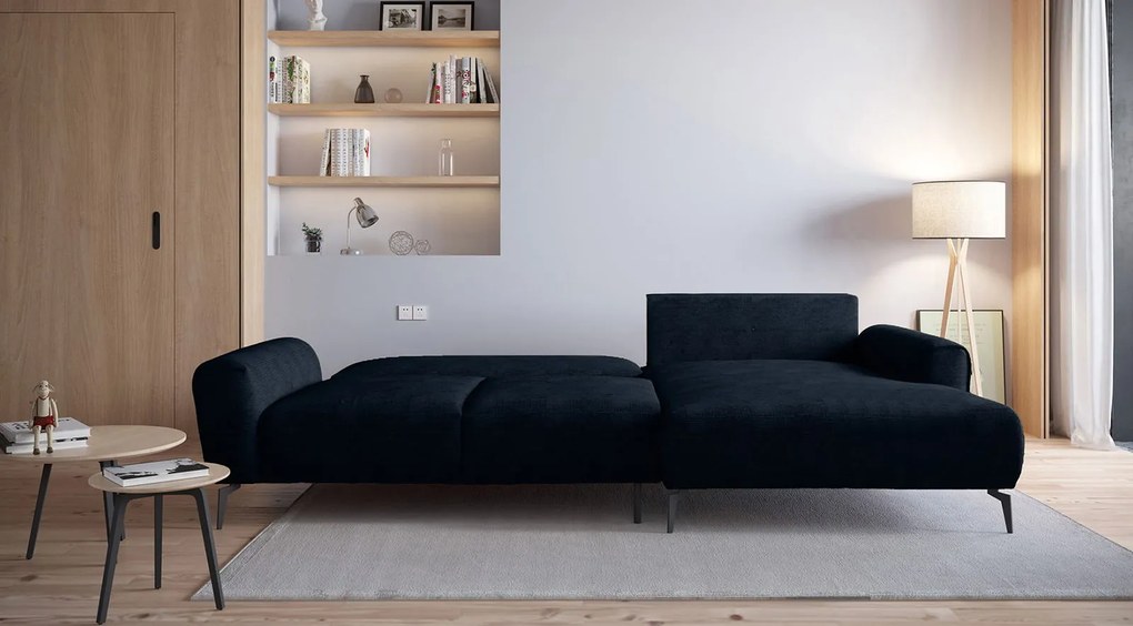 Ъглов диван Санур-тъмносин-десен