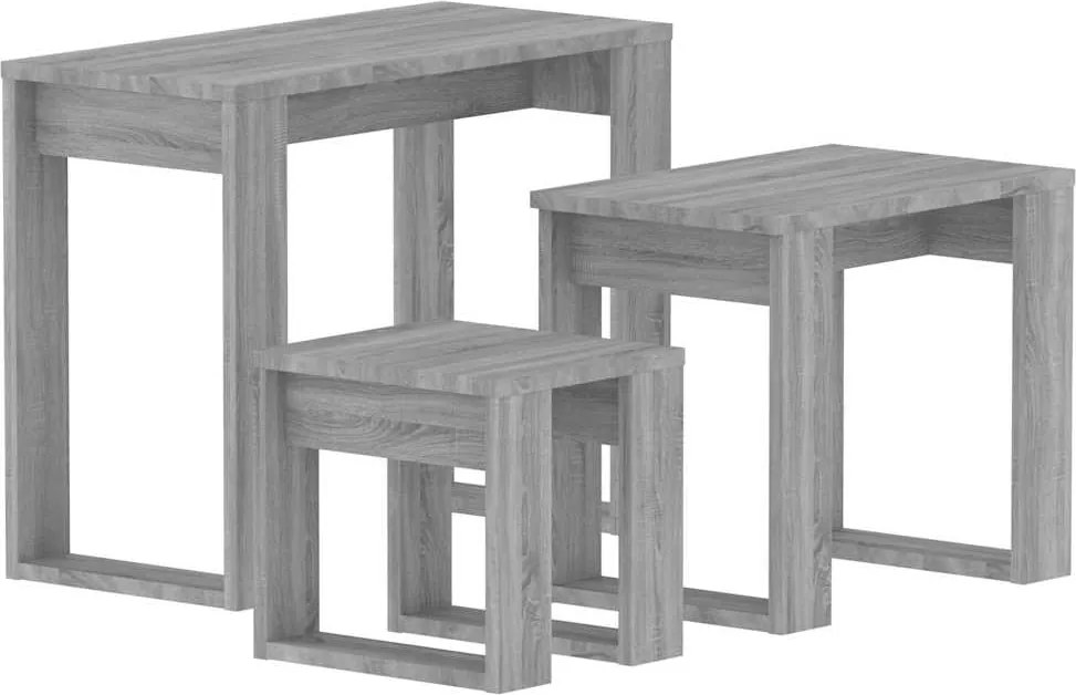 815223 vidaXL Стифиращи маси, 3 бр, сив сонома, инженерно дърво