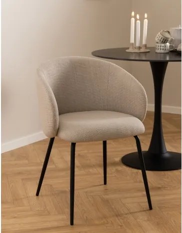 ЦЛЯРА Бежово (тъкан Басэл 24)/черни крака - МОДЕРЕН ТАПИЦИРАН СТОЛ ЛОФТ ЗА ДНЕВНА/ТРАПЕЗАРИЯ/ОФИС