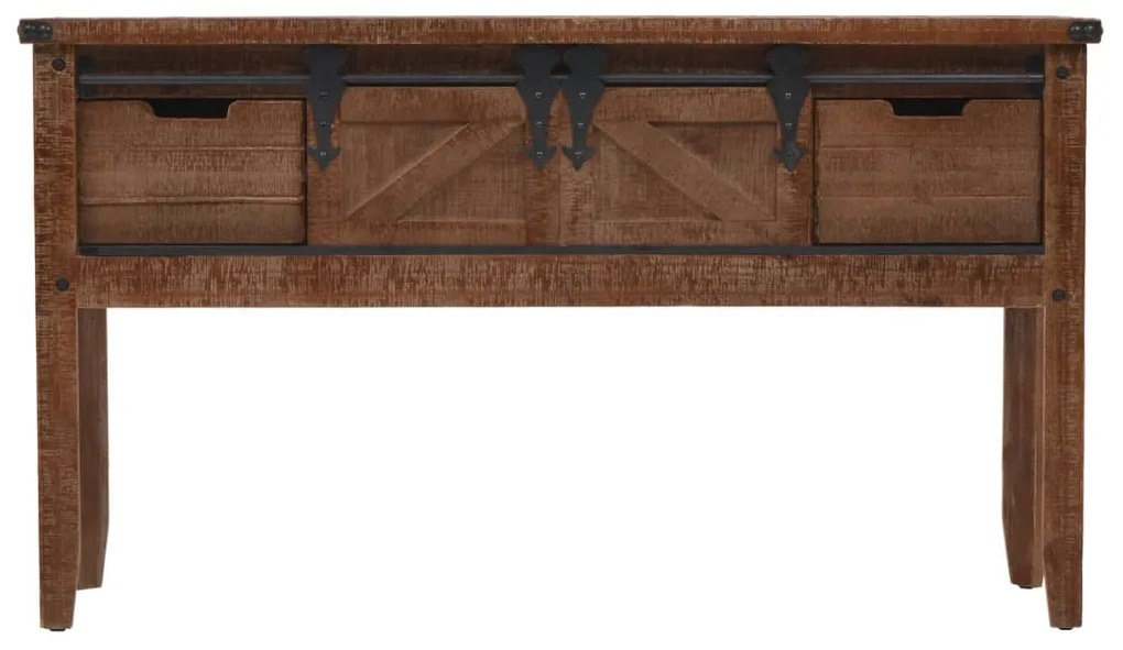 246121 vidaXL Конзолна маса, чамова дървесина масив, 131x35,5x75 cм, кафява