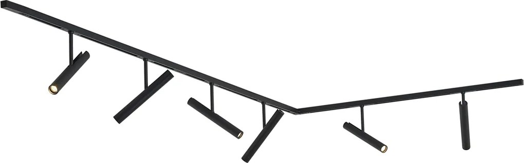 Модерна релсова система черна с 6 прожектора черна 1-фазна - Slimline Avery