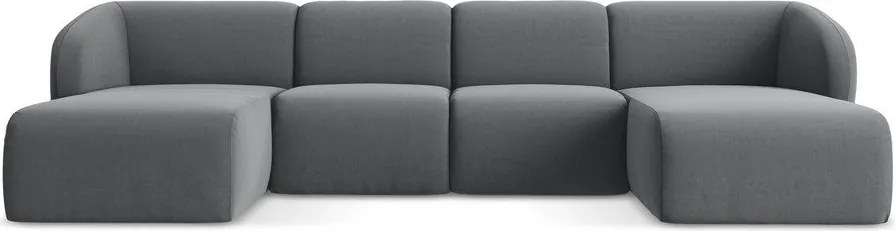 Сив кадифен ъглов диван (U форма) Lani – Makamii