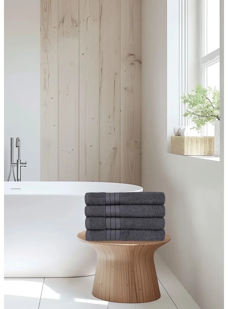 Антрацитни памучни кърпи в комплект от 4 бр. от тери 50x100 cm – Good Morning