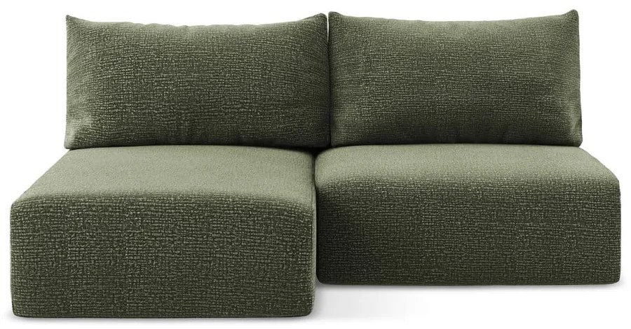 Зелен разтегателен ъглов диван с място за съхранение (ляв ъгъл) Kalena – Makamii