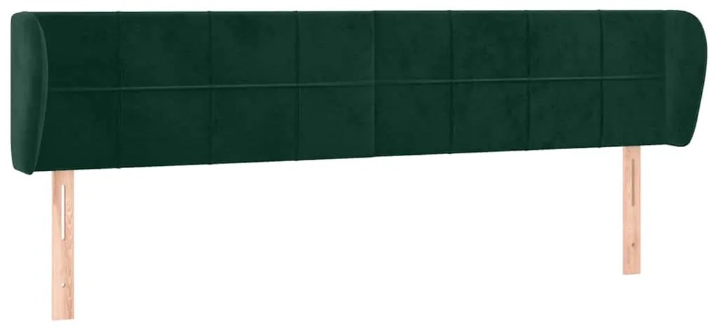 3117207 vidaXL Горна табла за легло с уши, тъмнозелена, 183x23x78/88см, кадифе