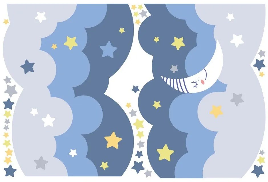 Стенни стикери скандинавски облаци със звезди и луна - Ambiance