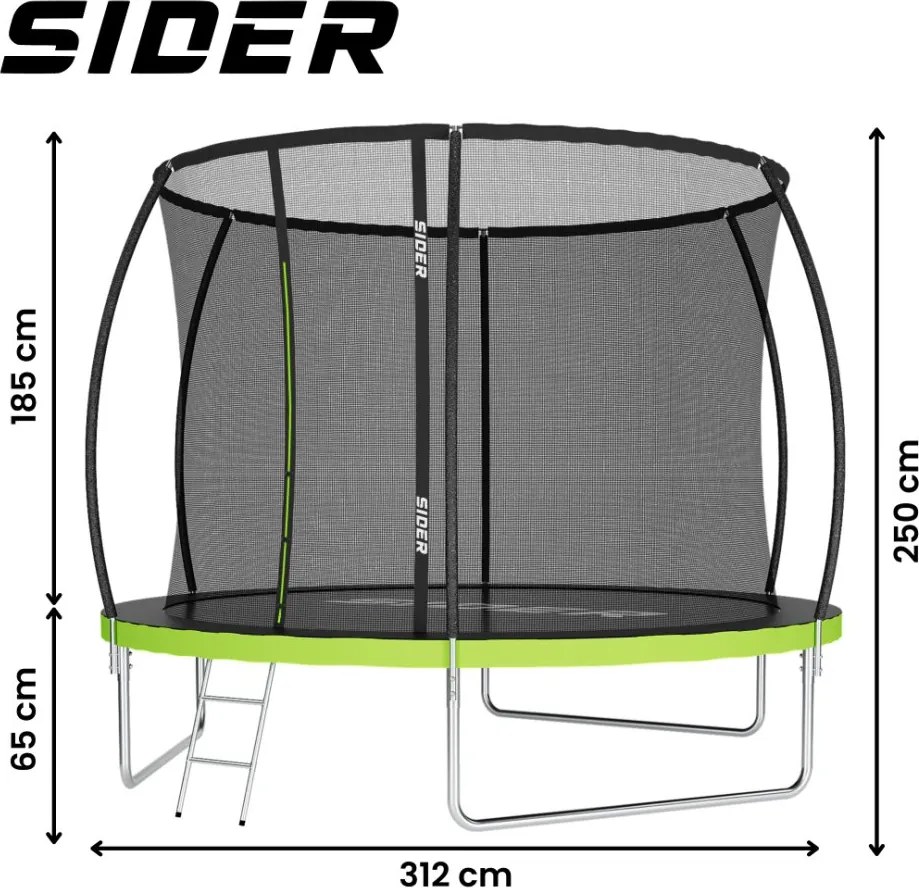 Градински батут за деца SIDER 10FT - Ø 312 CM с вътрешна мрежа и стълба