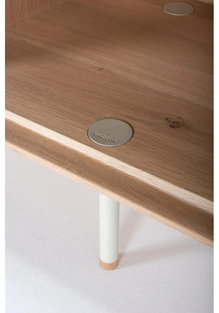 Бяла/естествена маса за телевизор от масивен дъб 160x48 cm Fina – Gazzda