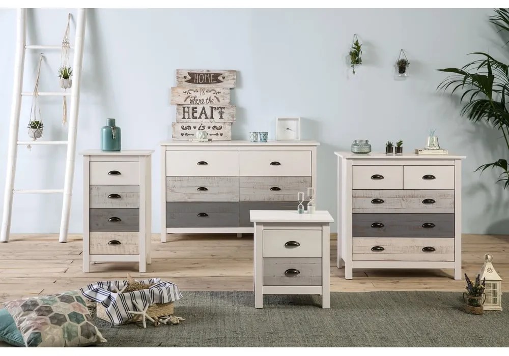 Бяло-сив скрин с 4 чекмеджета , 79 x 80 см Romantica - Marckeric