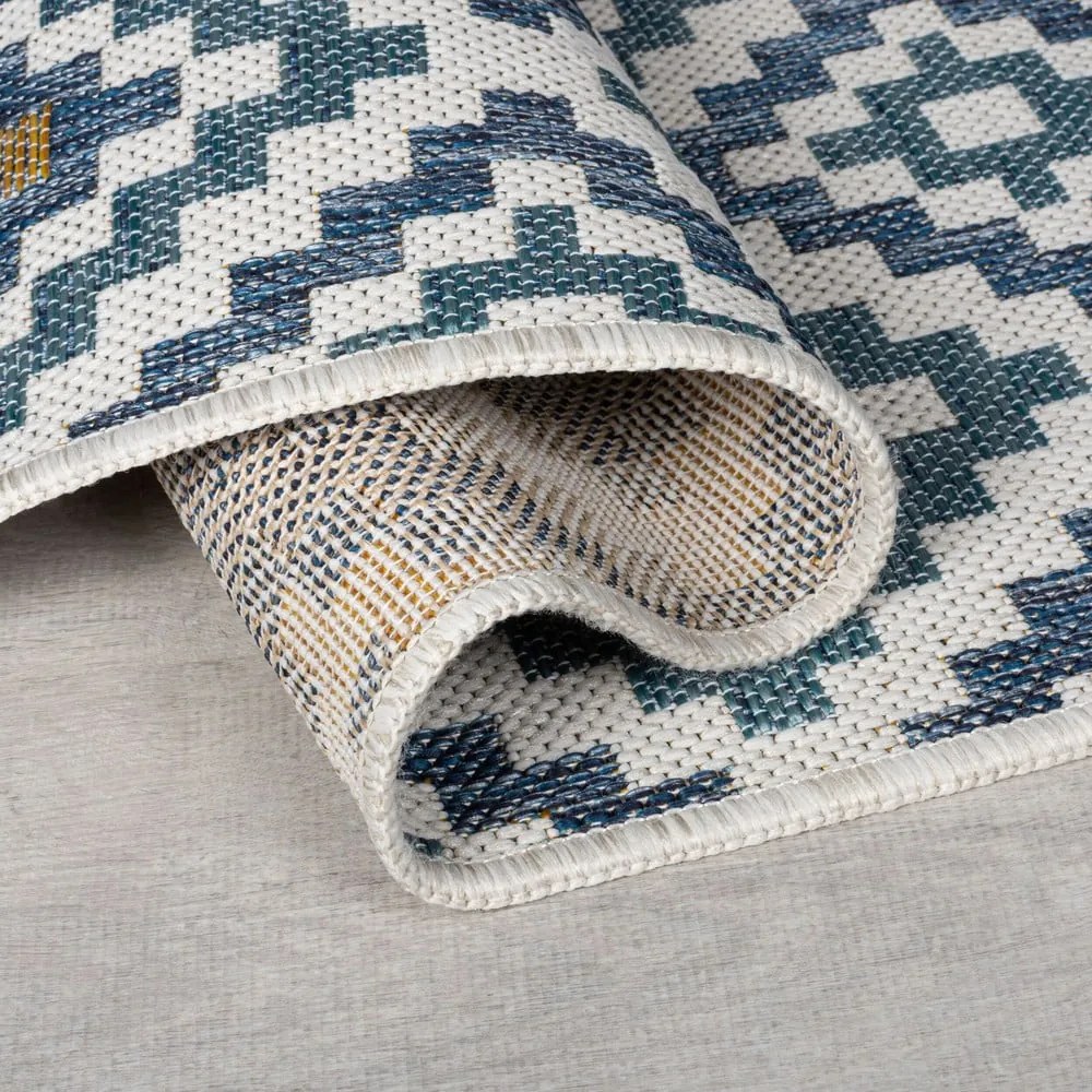 Жълто-син килим за открито и закрито 120x170 cm Zia Trellis – Flair Rugs