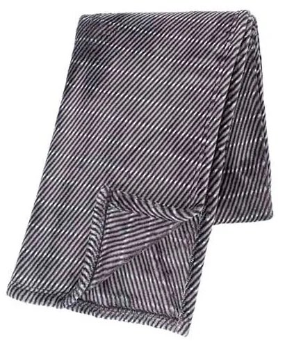 Сиво одеяло от микрофлис на райета, 130 x 180 cm - Tiseco Home Studio