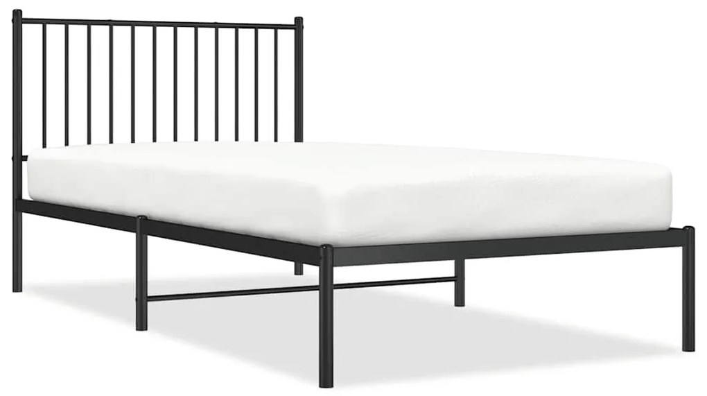 350859 vidaXL Метална рамка за легло с горна табла, черна, 100x200 см