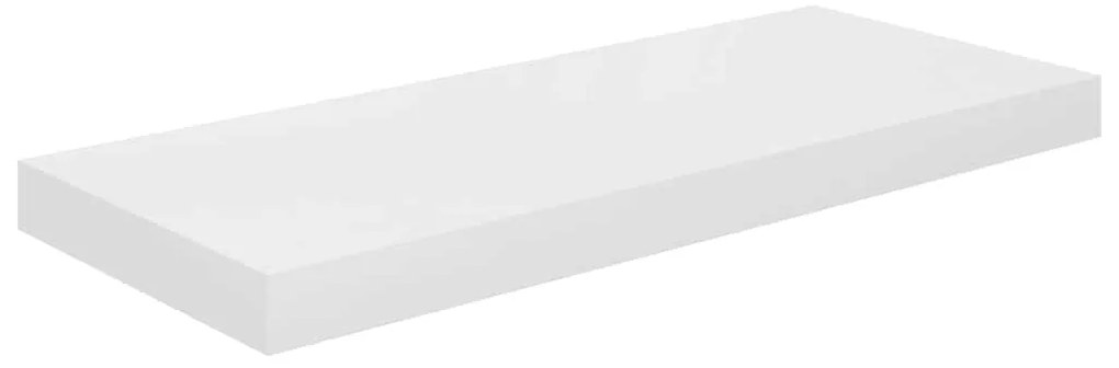 323748 vidaXL Окачен стенен рафт, бял гланц, 60x23,5x3,8 см, МДФ