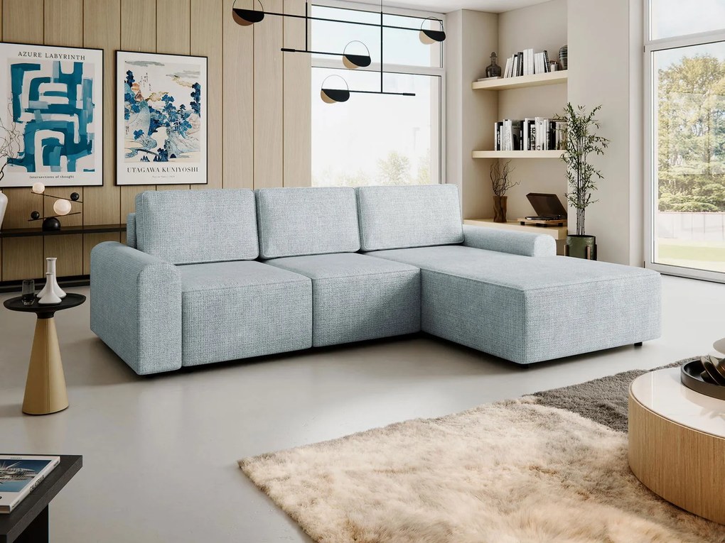 Ъглов диван Bella L-Светлосив-Десен