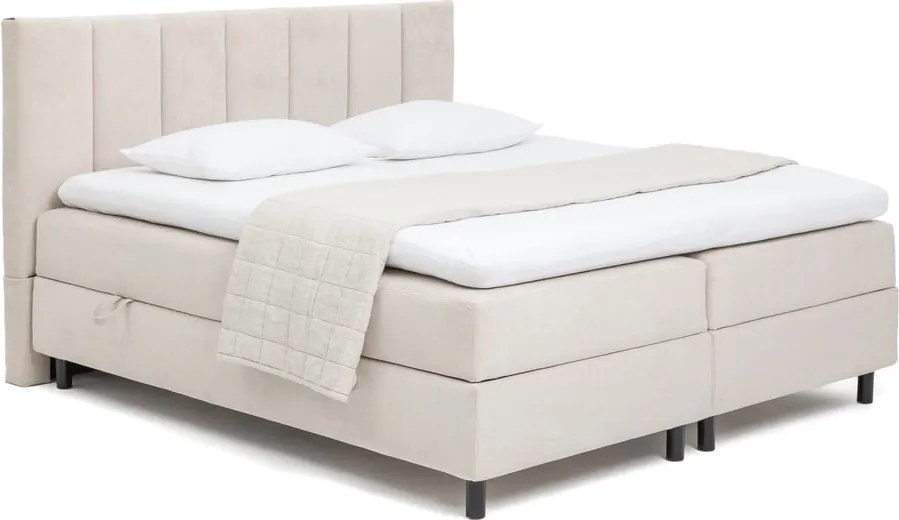 Бежово боксспринг легло с място за съхранение 180x200 cm Elva Bold Line – Bonami Selection