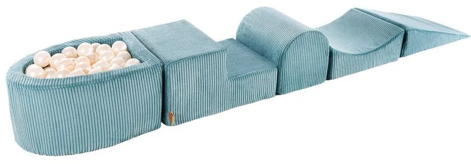 Тюркоазена велурена катерушка от пяна 250x45x30 cm Montessori – Meowbaby