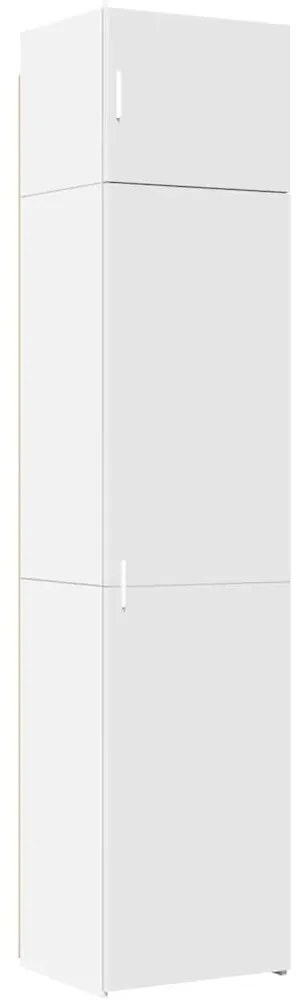 3281301 vidaXL Тесен шкаф за съхранение, бял, 50x42,5x225 см, инженерно дърво
