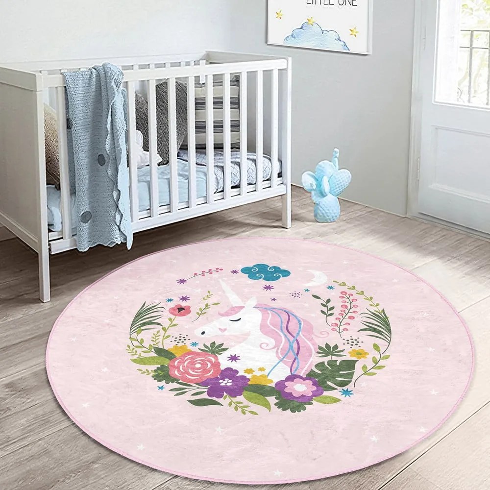 Розов детски килим ø 100 cm Comfort - Mila Home