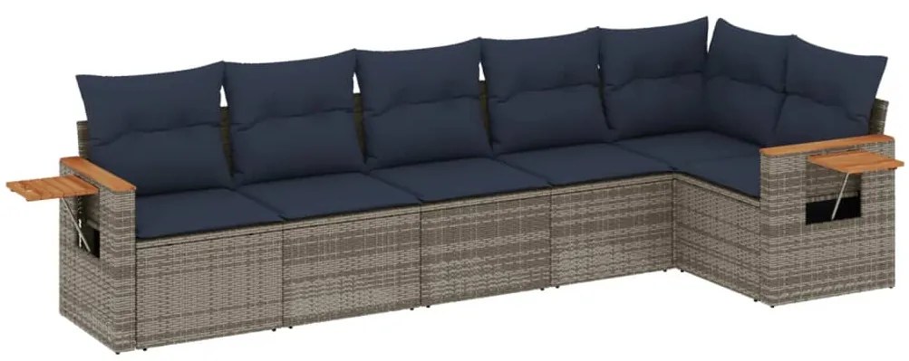 3226831 vidaXL Градински диван с възглавници, 6 части, полиратан, сив